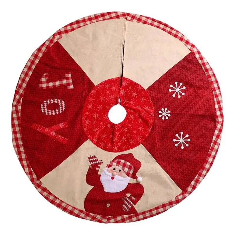 Прямая поставка, мягкая Рождественская елка, юбки, красная ткань, плюшевый кружевной коврик на липучке, Круглый фартук со снежинками
