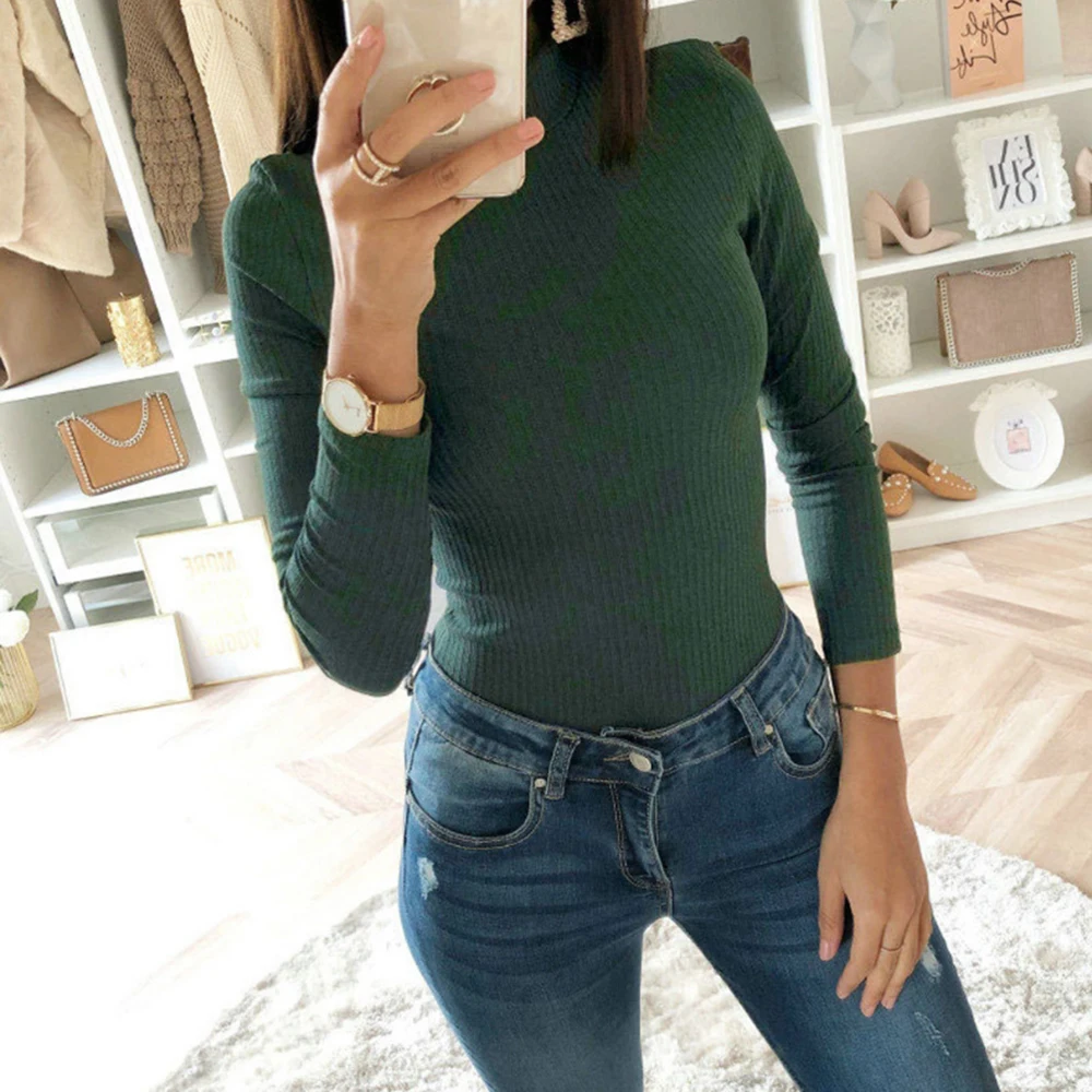 

LITTHING 2019 Women Sweater Casual Solid Turtleneck Female Pullover Full Sleeve Warm Soft Spring Autumn Winter Knitted Cotton