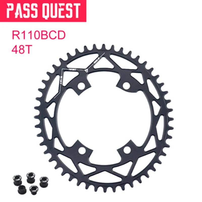 Высокое качество Pass Quest 110BCD для шоссейного велосипеда велосипедная Звездочка 4-коготь овальная тарелка 7000 8000 9100 прочный и практичный - Цвет: 48T