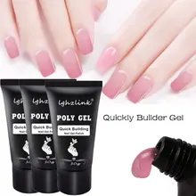Lghzlink розовый полигель 30 г инструменты для наращивания ногтей советы для дизайна ногтей УФ замачиваемый Гель-лак Слип-раствор для ногтей акриловый полигель