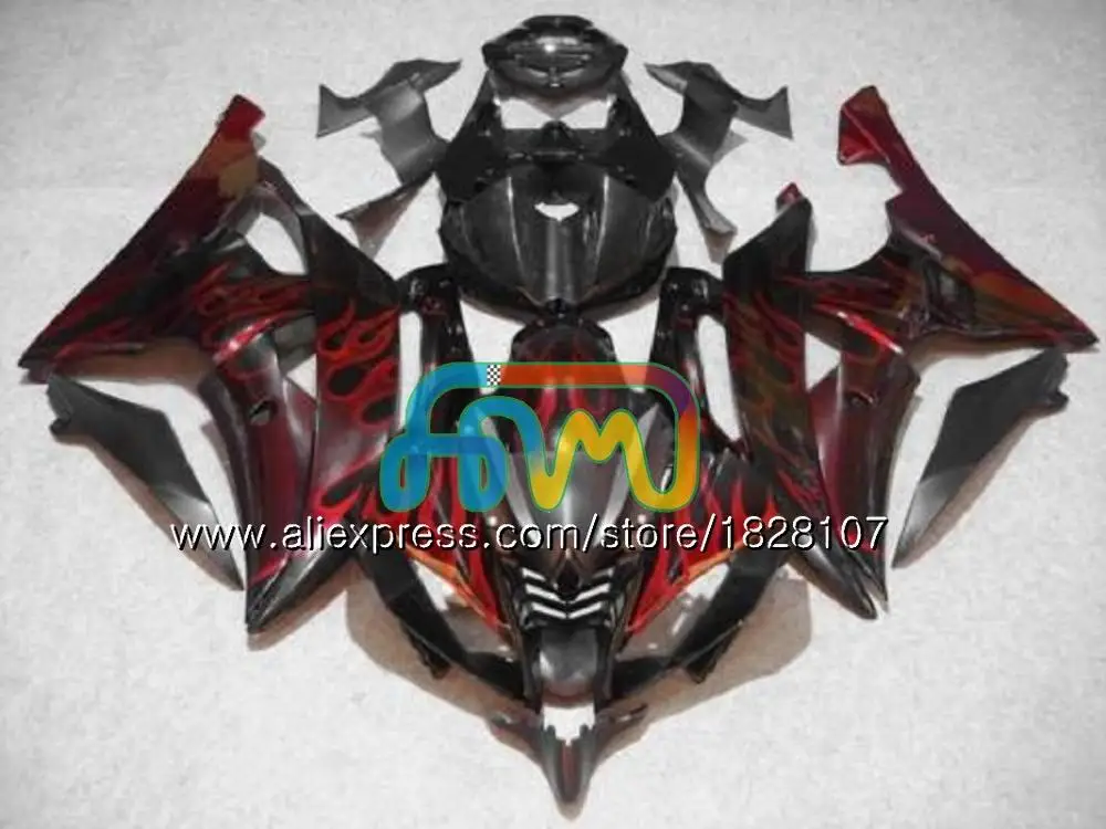 YZF-600 для YAMAHA YZF R6 YZF600 YZFR6 08 13, 14, 15, 16 лет 75BS. 163 YZF 600 R 6 YZF-R6 Синий Красный blk 2008 2013 обтекатель - Цвет: No. 9 Red flames