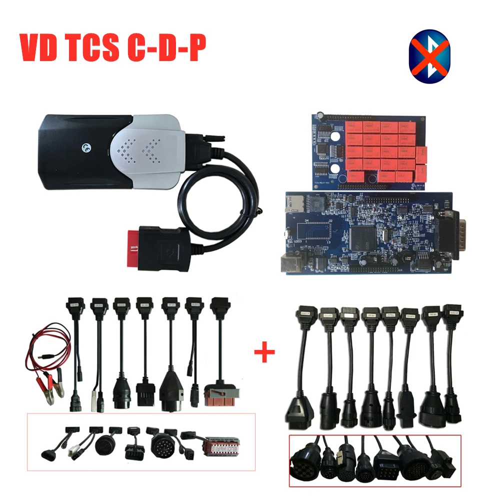 vci 8,0 pcb vd tcs c-d-p+ 16 автомобилей/грузовиков Кабели с bluetooth usb кабели vd ds150e c-d-p для delphis obd автомобиля диагностический инструмент - Цвет: without bluetooth