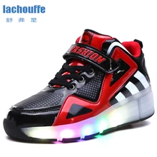 Детский светодиодный светильник; кроссовки с двумя колесами для мальчиков и девочек; роликовые коньки с USB; прогулочная обувь; светящаяся обувь; Детская уличная обувь