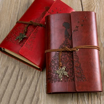 

RuiZe Vintage Spiral Notebook Diary A6 Bullet Journal Stationery Blank Kraft Paper 6 Ring Binder Traveler Book School