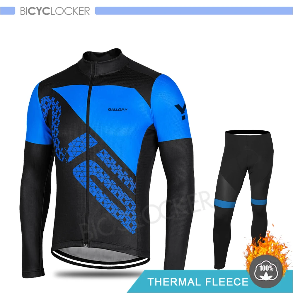 Normal Cycling Set Зимняя одежда для велоспорта MTB, мужская куртка с длинным рукавом, Джерси для велоспорта, термофлисовое пальто, униформа для шоссейного велосипеда, одежда для велоспорта, спортивная одежда - Цвет: Normal Cycling Set