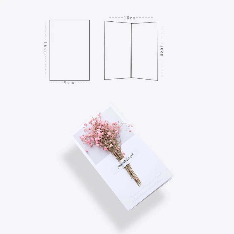  Creative Gypsophila Dried Flowers Folding Type Greeting Cards Christmas Birthday Party Wedding Invi - 4.00021E+12