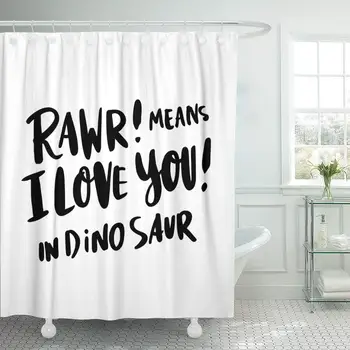 

The Inscription Rawr Means I Love You in Dinosaur Shower Curtain Waterproof Polyester Fabric 60 x 72 Inches Set with Hooks