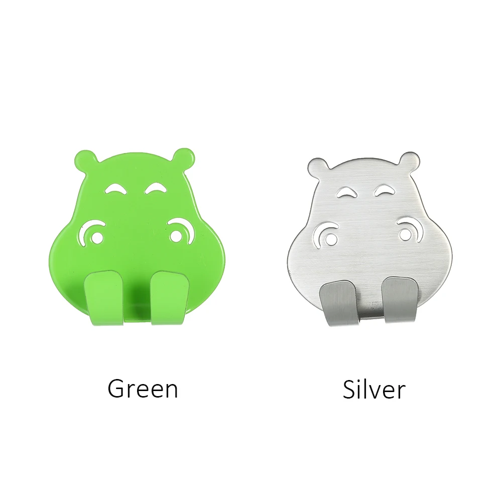 

Hook 4PCS Hook Self Adhesive Hooks for Hippo Pattern Storage Holder Home Kitchen Wall Door Bathroom Stainless Steel Hanger Stick