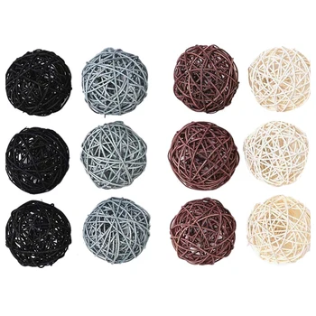 

12-Pack Large Rattan Balls - Decorative Balls for Bowls, Vase Filler, Coffee Table Decor, Wedding Party Decoration