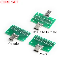 Adaptateur de carte PCB mâle vers femelle, USB 3.1, connecteur de Type C 24P, 2.54mm, connecteur pour ligne de données, transfert de câbles