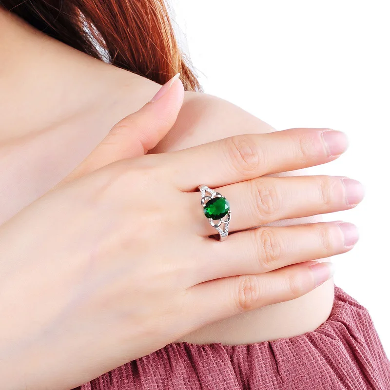 Bague Ringen, роскошные ювелирные изделия, Настоящее серебро, кольцо с 5*7 мм, изумруд, драгоценный камень, для женщин, новая мода, обручальное кольцо
