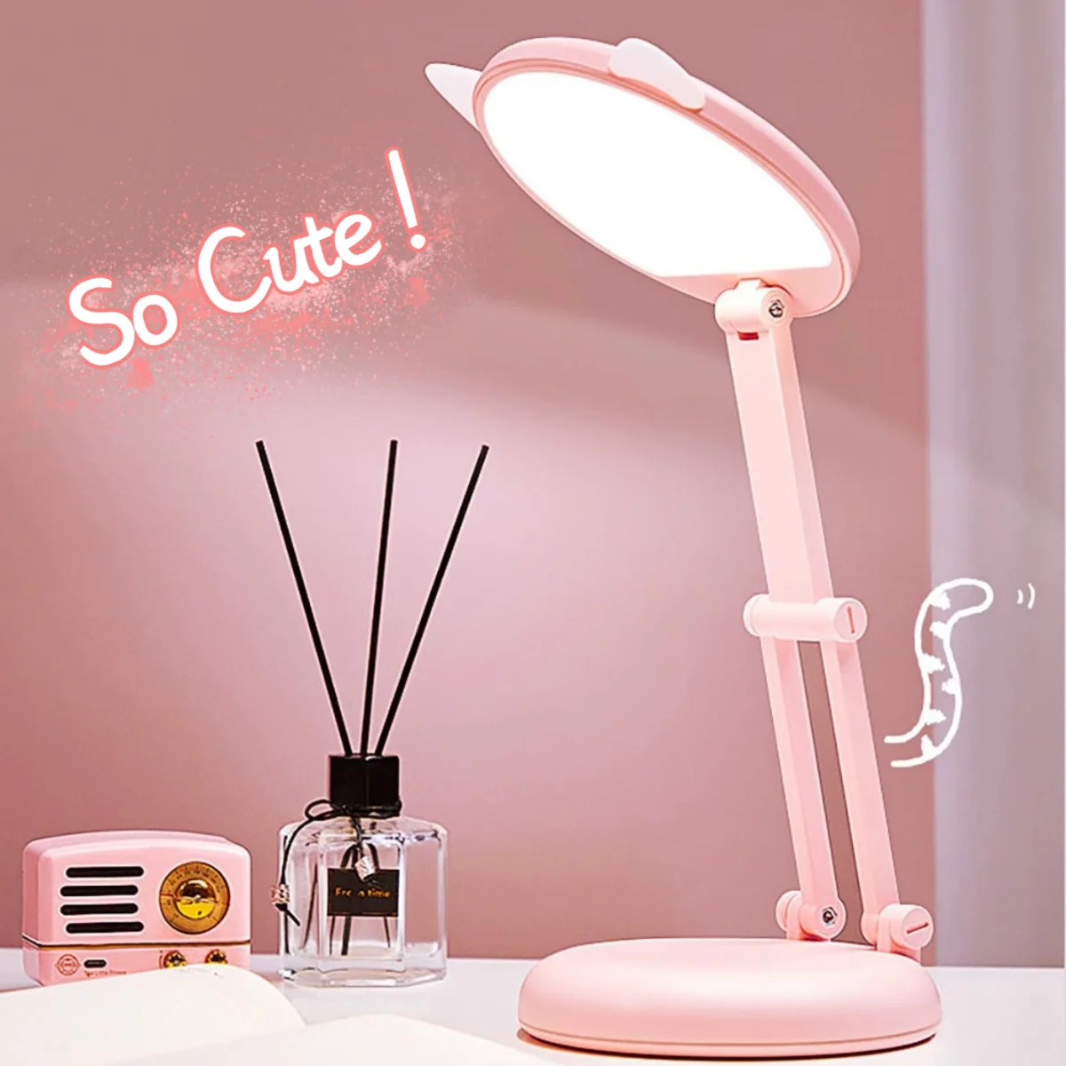Pink Desk Lamp Cat Reading Lamp Folding Lamp Eye Protection Learning