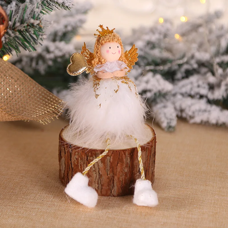 Красный белый ангел, Рождественское украшение для дома, елки,, рождественский подарок, кукла Navidad Noel, Рождественское украшение, Декор, год - Цвет: sit gold angel