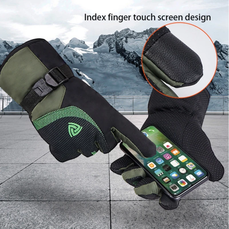 Men Women Winter Snow Gloves Warm Waterproof Windproof Fleece Snowboard Motorcycle Riding Ski Gloves Touch Screen Glove AHPU