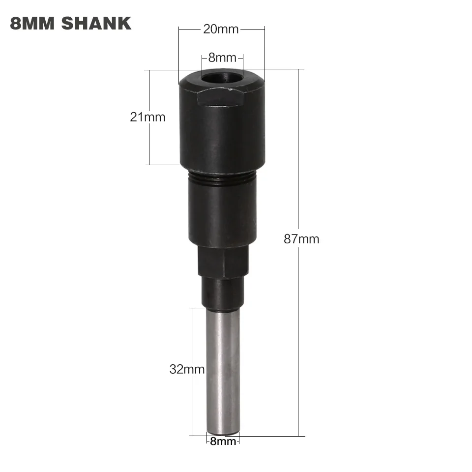 1pcs Router Bits Collet Extension Engraving Machine Extension Rod 1/4" 8mm 1/2" Shank For Trimming Machine Woodworking Tools