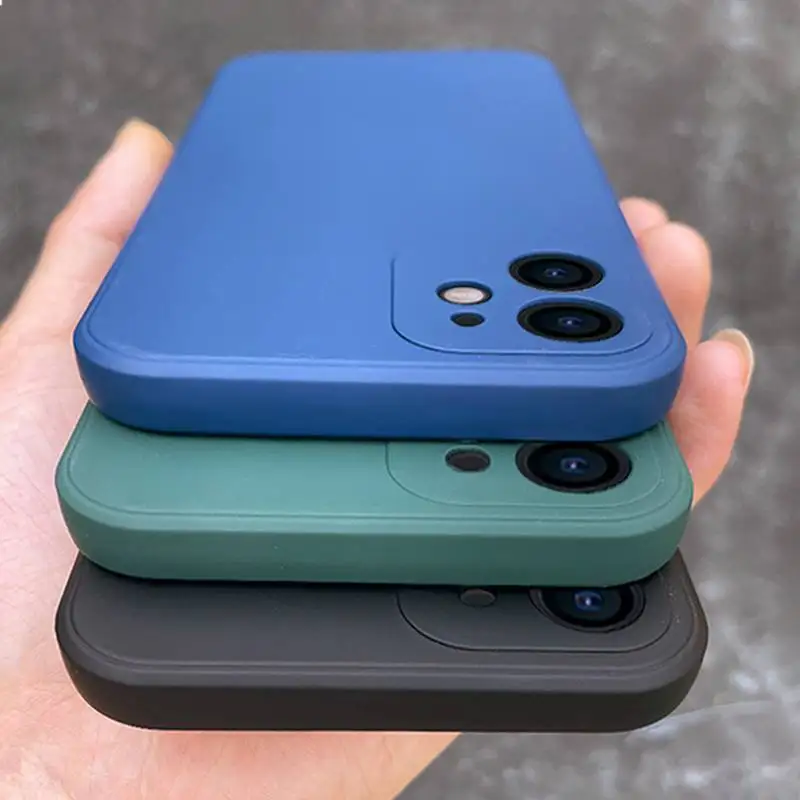 Мягкий чехол для iPhone 12 13 11 Pro Max Mini XS X XR 7 8 Plus SE 2 однотонный квадратный из жидкого