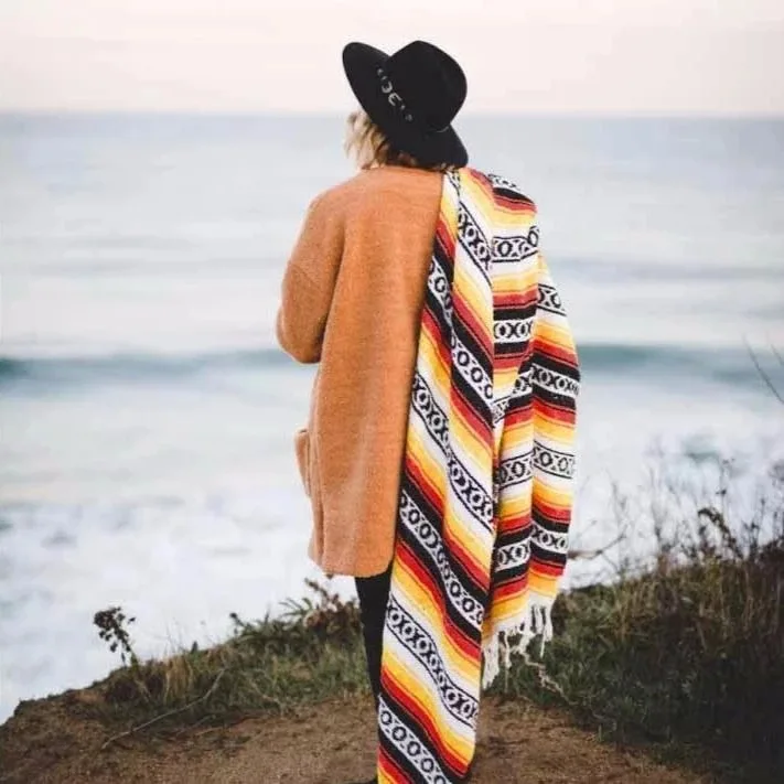 Мексиканское одеяло с геометрическими кисточками, стильное одеяло, Тканое одеяло с кисточками, пляжное одеяло, коврик для пикника, Йога, Хлопковое одеяло