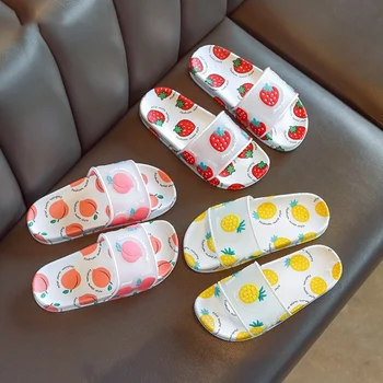 

Summer New Girls Slippers Fashion Fruits Flip Words Kids Home slippers Size 25-35 Korean Children's Tide Open Toe Sandals