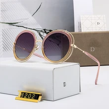 Новые Солнцезащитные очки женские винтажные круглые женские крупные солнцезащитные очки брендовая дизайнерская металлическая рамка женские Солнцезащитные очки женские классные ретро