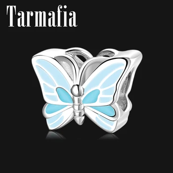 

Real 100% 925 Sterling Silver Romantic Blue Butterfly Enamel Charms Beads Fit Original Women Bracelet Bead Jewelry Making