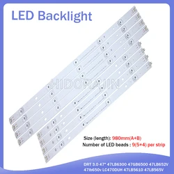Tira de lâmpada de luz de fundo led, 8 peças para tv lg 47 ", innotek drt 3.0, 47", 47lb6300, 47gb6000, 47lb650v, lc470vem 47lb5610