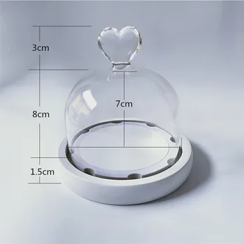 

10*8cm Heart Top Glass Dome New Anti-shedding Base Home Decoration Diameter=10cm Height=8cm Glass Cover Wedding Favor Gift