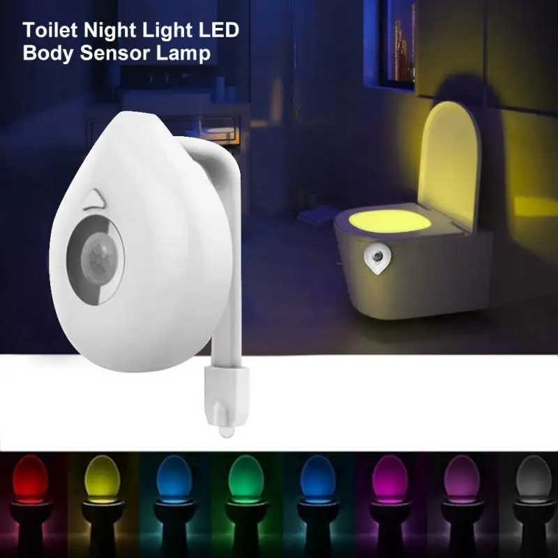 

New Smart PIR Motion Sensor Toilet Seat Night Light 8 Colors Waterproof Backlight For Toilet Bowl LED Lamp Bathroom Toilet Light