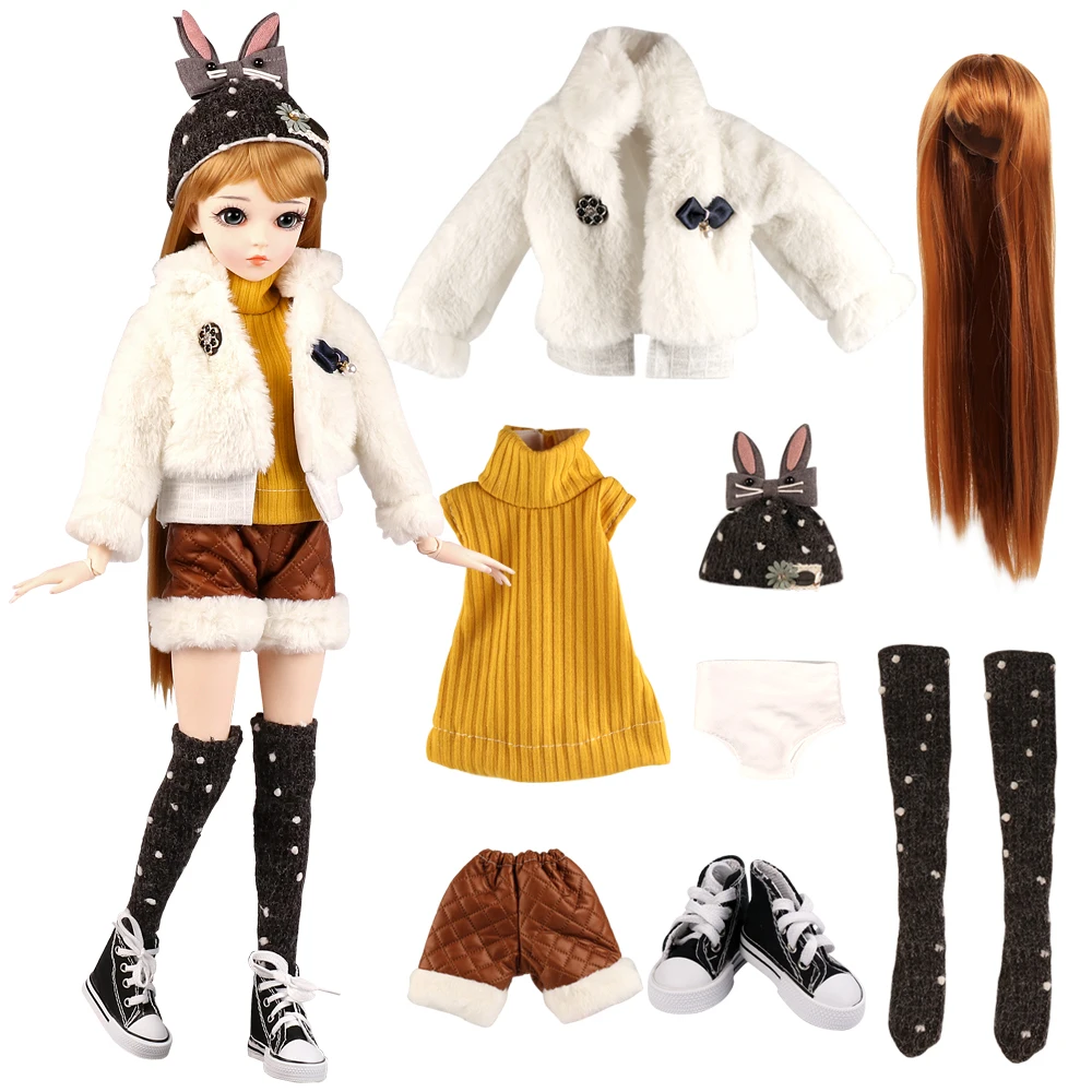 UCanaan 1/3 BJD Doll Accessories Outfits Fashion Clothes Set Wig Shoes For 60CM Dolls Girls DIY Dress UP Toys Accessories 4