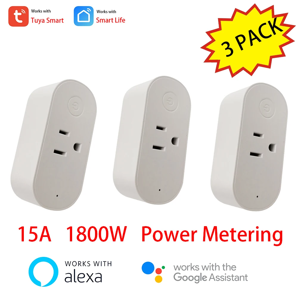 Tuya Smart Socket WiFi Electrical Outlets Plug 15A Remote Smart life Alexa  Voice Control Wall Light Switch Smart Home Part - AliExpress
