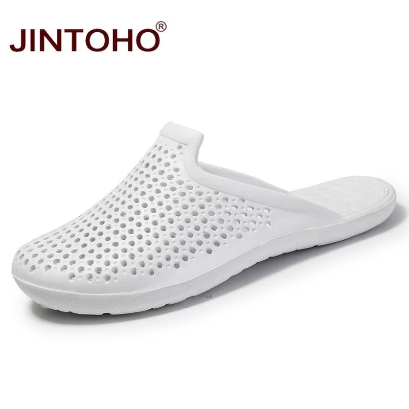 Летние Тапочки JINTOHO унисекс модные мужские тапочки уличная мужская пляжная обувь