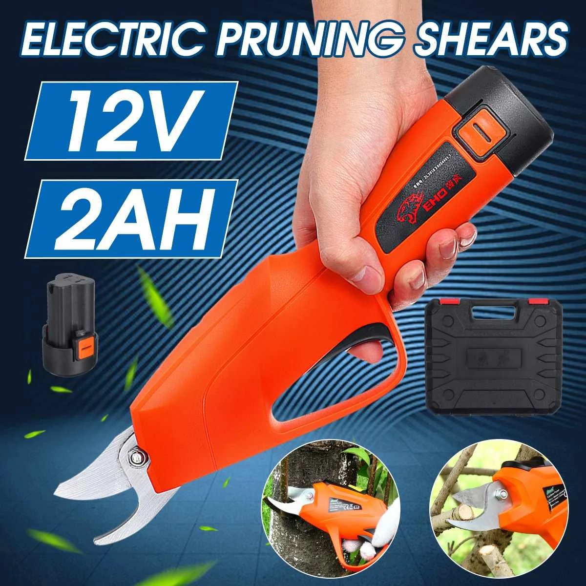 

12V Cordless Rechargeable Power Pruner Tree Trimmers Secateurs Cutting Scissors Electric Pruning Branches Scissors with batter