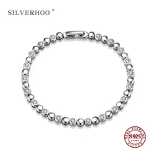 SILVERHOO 925 пробы Серебряный браслет для женщин с кубическим цирконием браслеты CZ вечерние ювелирные изделия оптом