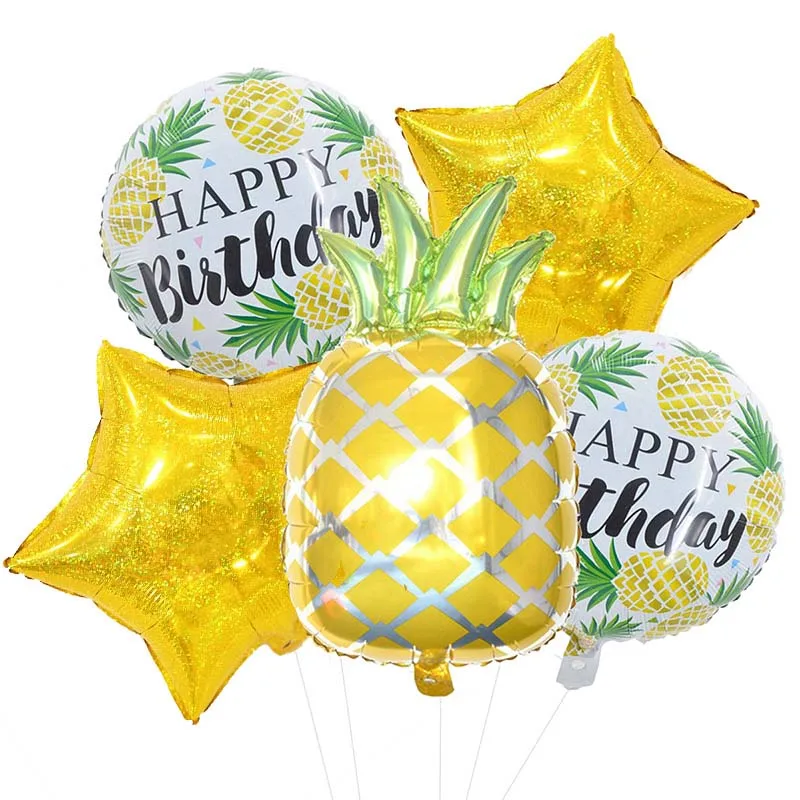 

5 шт. золотые фольгированные воздушные шары в форме ананаса, свадебное украшение, надувные вечерние ные шары, товары для дня рождения, круглые шары со звездами