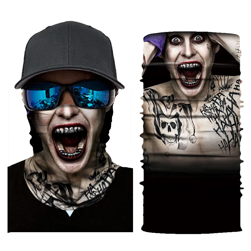 3D digital cross border printing polyester scarf clown cycling sunblock versatile seamless headband mask neck gaiter mask mens scarf for summer