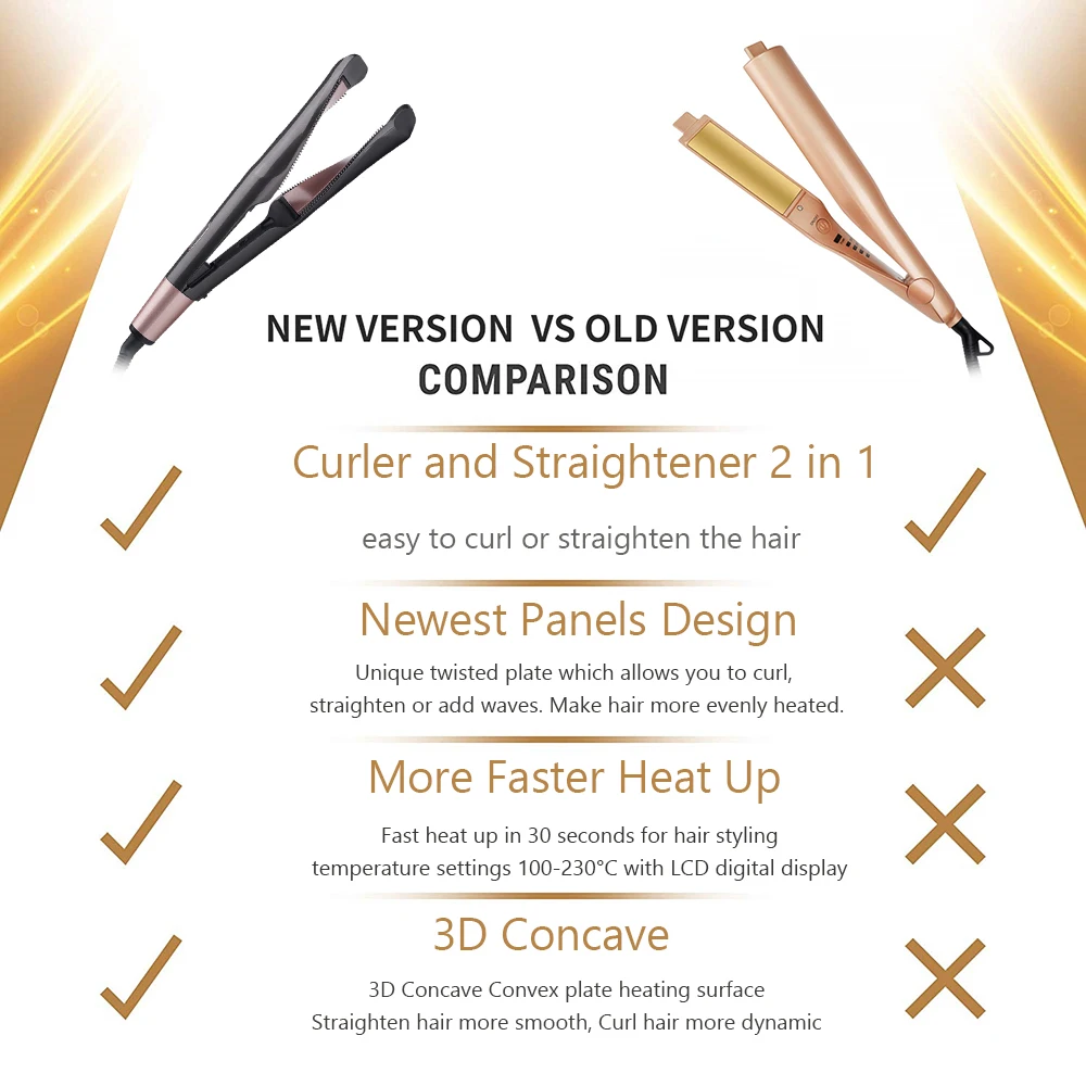 IRUI Professional 2 in 1 hair curler and straightener in one Twist curling iron barber salon flat irons styler Tourmaline cerami