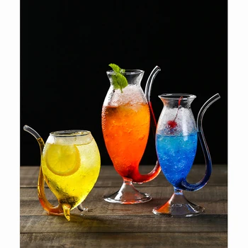 

Creative Vampire Cocktail glass Pyrex transparent straw glass Cat tail glass mouse cup drinks crystal glass cup