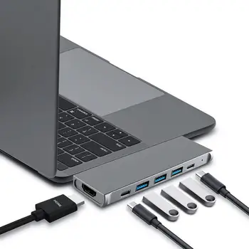 

USB-C Hub TF Reader Type C HDMI USB 3.0 Adapter for MacBook/Pro Thunder-bolt