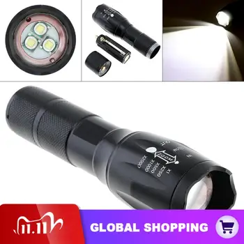 

3 XML-T6 LED 3000LM 5 Modes Lights Telescopic Zoom Mini Black Aluminum Alloy Strong Flashlight with 300M Support 18650 Battery
