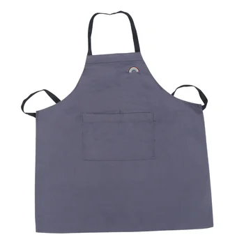 

Rainbow Pattern Cotton Halter Apron Professional Salon Haircut Apron with Pocket for Hairdresser (Grey)