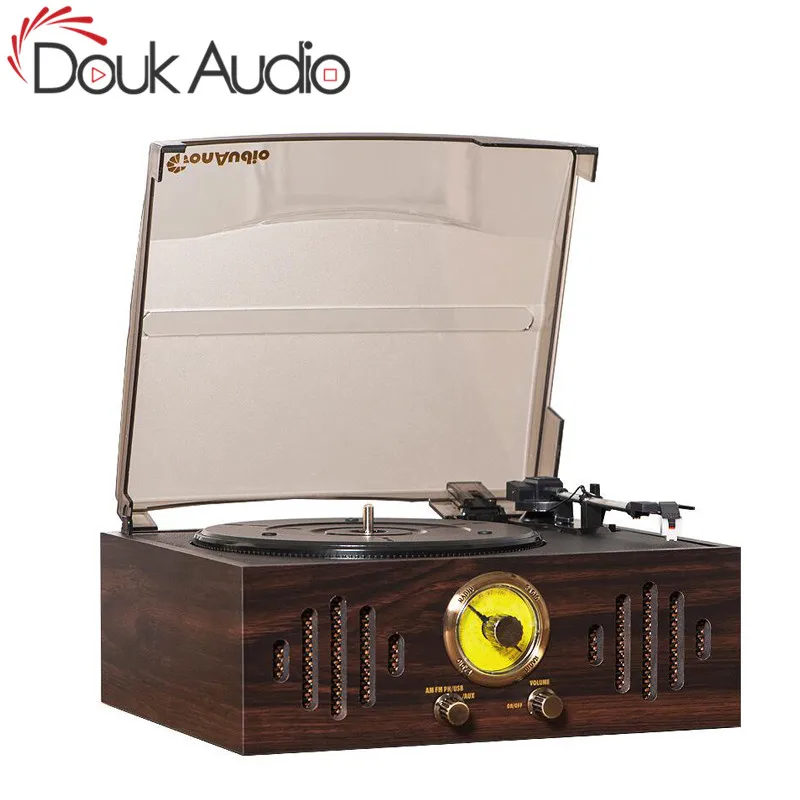 Виниловая проигрыватель для звукозаписи Douk Audio Bluetooth AUX AM FM радио USB SD MMC 220 В|turntable