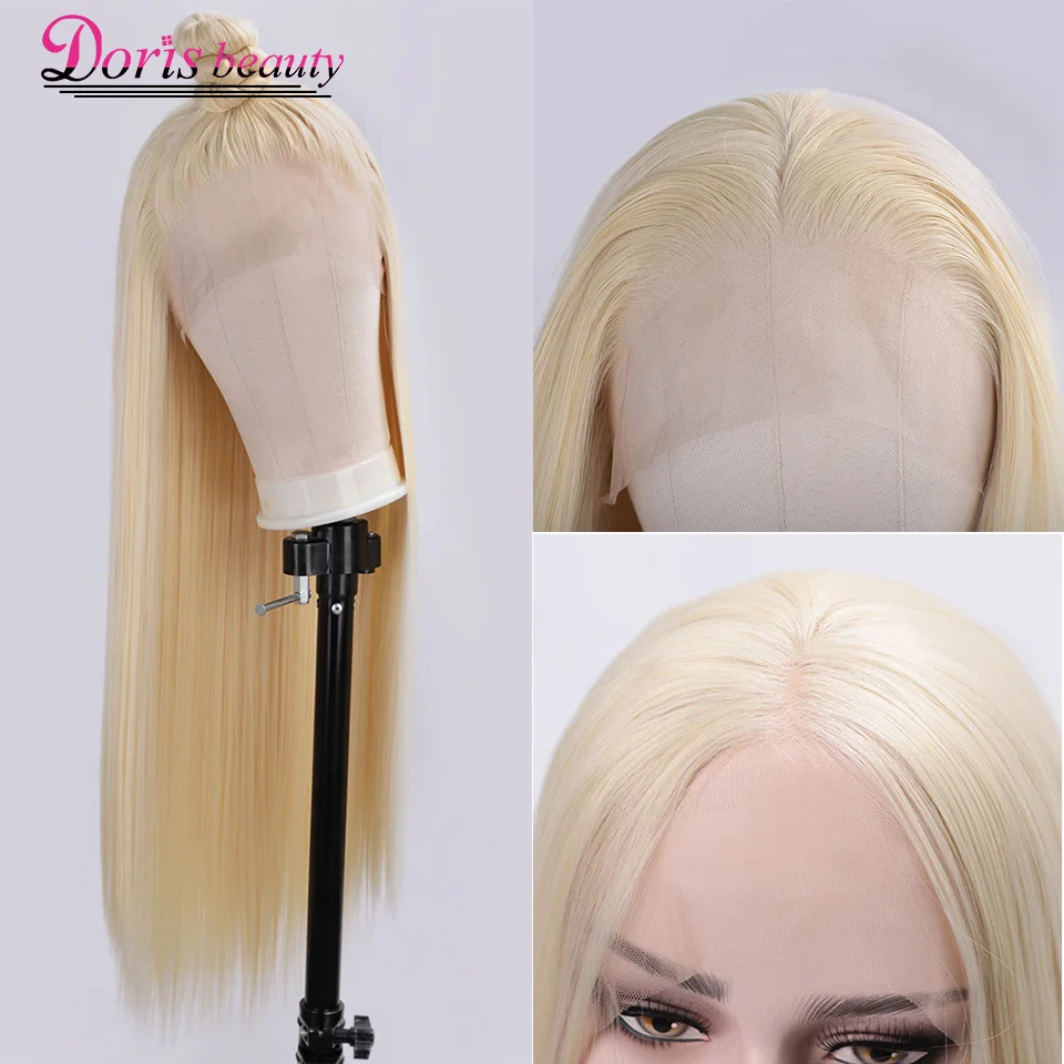 Doris beauty блонд парик на кружеве Длинные Синтетические прямые парики для женщин Косплей средняя часть Омбре серый коричневый черный розовый парик