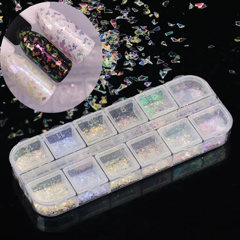 

1 Case Transparent Dazzling Sparkly Nail Sequins Chameleon Irregular Mirror Glitter Powder Dust DIY Decor Nail Flakes