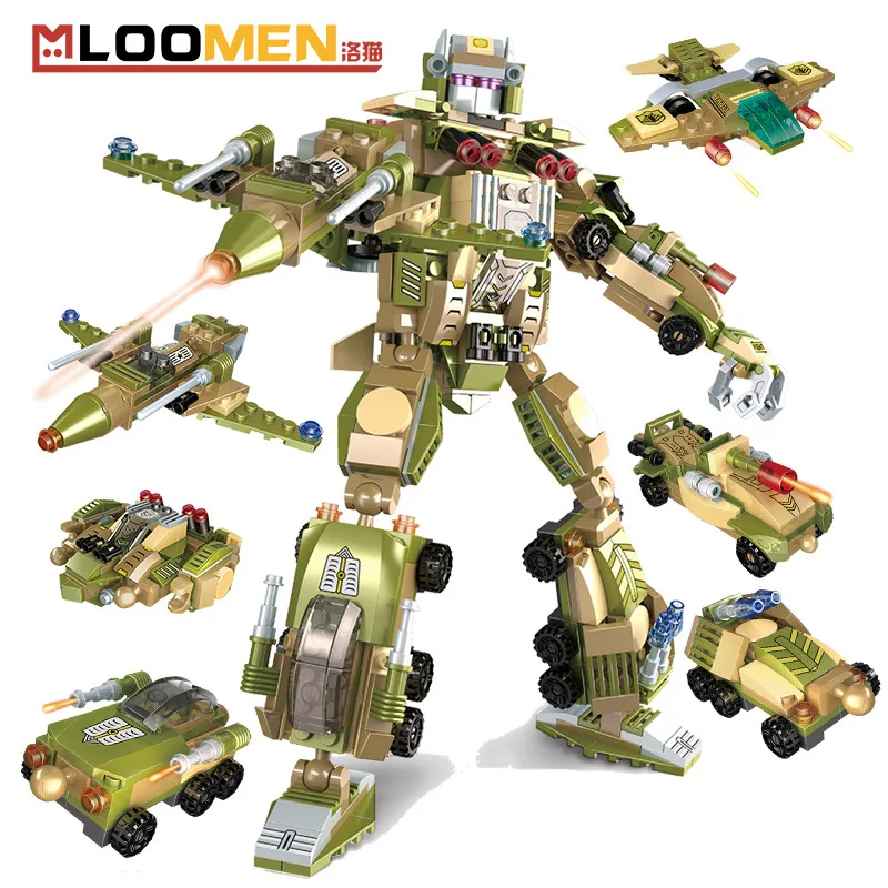 

XIPOO New Style Assembled Building Blocks Deformation Robot Armour Hero 6 One Building Blocks Boy Educational Toy