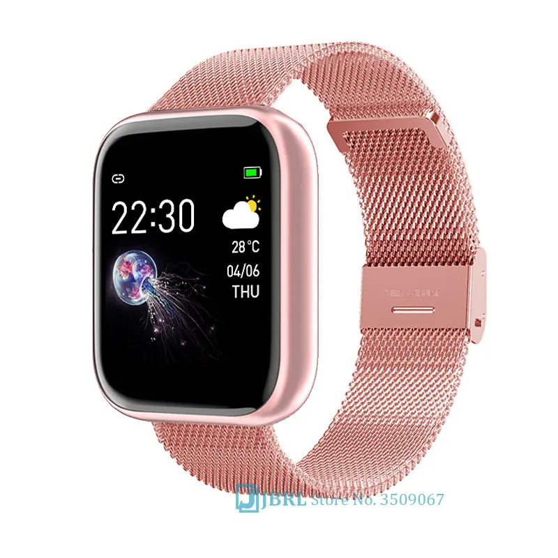 Stainless Steel Smart Watch Women Men Smartwatch For Android IOS Electronics Smart Clock Fitness Tracker Square Smart-watch Hour