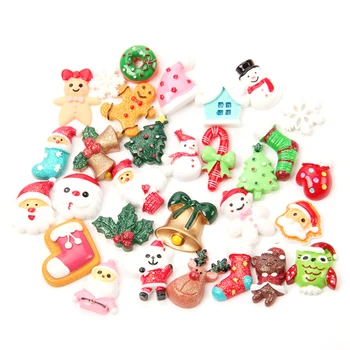 

30pcs DIY Cabochon Phone Case Cartoon Jewelry Accessory Resin Cute Cameo Christmas Series Decoration Random Styles Slime Beads