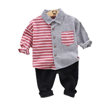 

1 set kids boys cool outfits 6m 12m 2T 3T Toddler kids baby boys outfits cotton shirt+ Pants clothes Set
