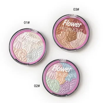 

5 Color Flower 3D Baked Highlighter Palette Bronzer Highlighting Glow Makeup Shimmer Rainbow Highlight Illuminator Contour