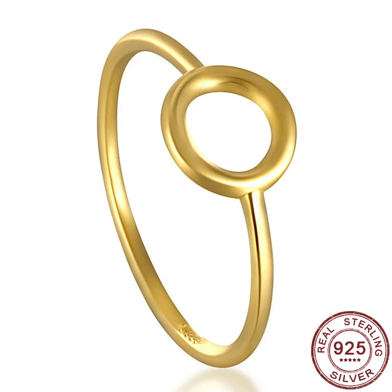 

925 Sterling Silver Minimalist Ring Stackable Fashion Simple Gold Color Round Finger Ring for Women Geometry Jewelry New Arrived