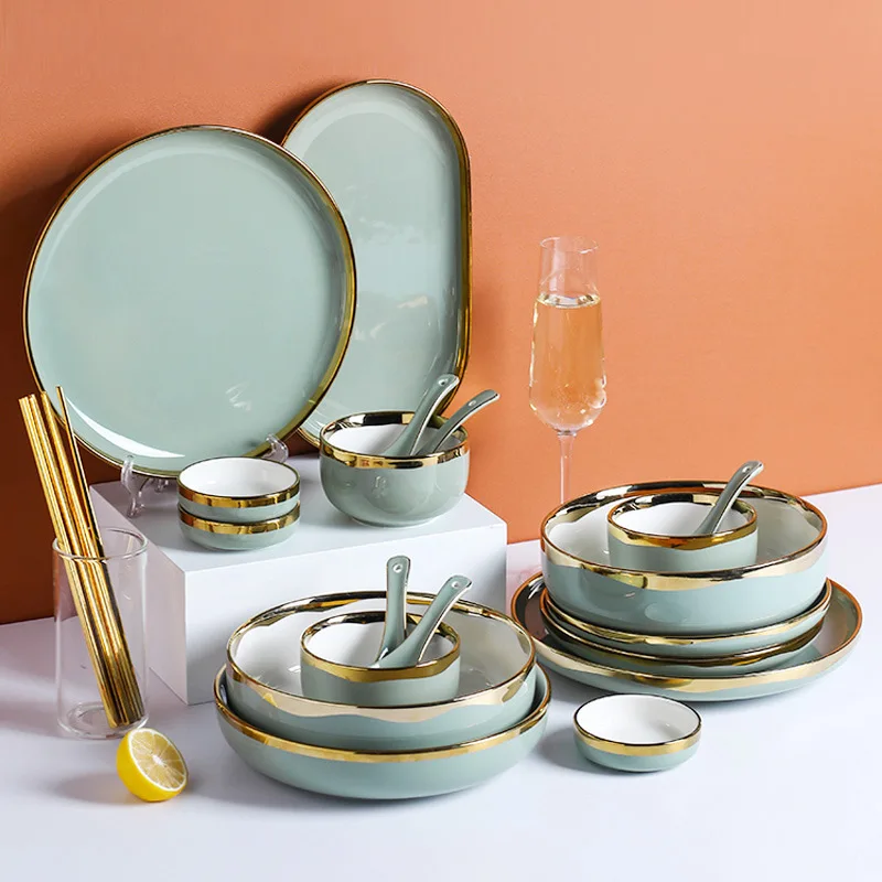 Ceramic Gold Plate Dinnerware Set - Image 3