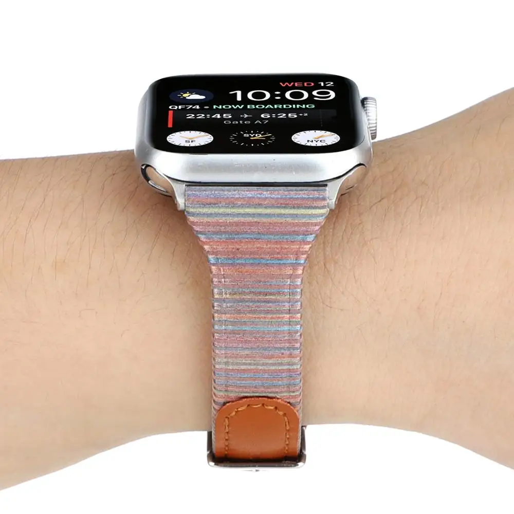 Ремешок для наручных часов Apple Watch Series 5/4/3/2/1 38 мм 42 мм 40 мм 44 из дышащей кожи браслет ремешок спортивный бесшовный для наручных часов iwatch серии